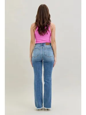 NEW Judy Blue High Waist Destroy Fray Hem Bootcut Jeans Size 31 thumbnail 4