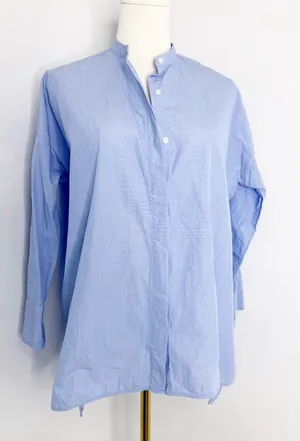 Everlane Light Blue Mandarin Collar Womens Shirt Size 0 Popover Button Down thumbnail 1