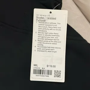 NWT Lululemon Scuba Oversized Pullover Crewneck Sweater Wordmark Black Size M/L thumbnail 10