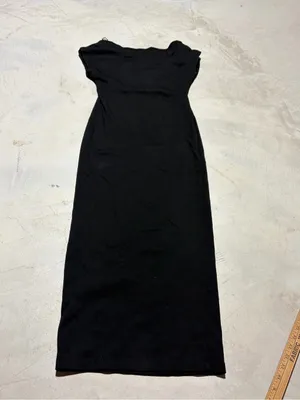 Zara Black Slim fit midi maxi Dress elegant medium thumbnail 9