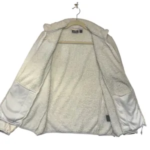 New Balance Womens Sherpa Fleece Full Zip Jacket Cream Off White Size M RN130893 thumbnail 5