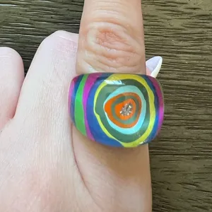 Vintage Lucite Plastic Acrylic Psychedelic Ring thumbnail 2