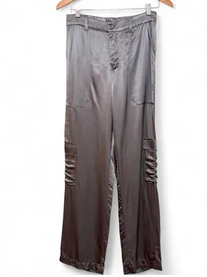 Young Fabulous & Broke (YFB) Women’s Satin Gray Cargo Pants Size Small thumbnail 2