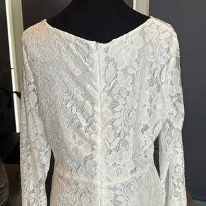 White Floral Lace Mermaid BodyCon Dress Sheer Ruffle Hem Tag XXL (U.S. L) NEW thumbnail 6