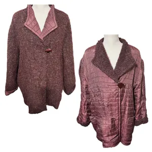 Peter Nygard Womens Coat Mohair Alpaca Wool Reversible Burgundy Jacket sz‎ 14 thumbnail 2