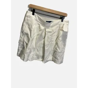 Polo Ralph Lauren Mini Skirt Womens 12 White 100% Linen Pleated Summer‎ Coastal thumbnail 3