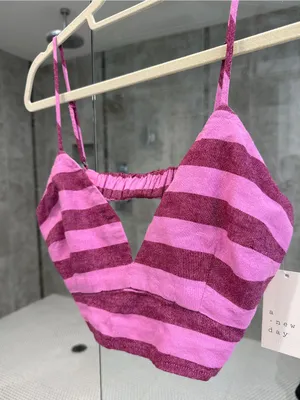 a new day Pink and Magenta Striped Cropped Tank (*NWT) thumbnail 2