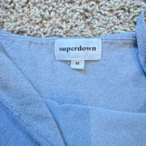 Revolve Superdown Tasha Spaghetti Strap Wide Leg Jumpsuit Slate Blue Sparkle Med thumbnail 6