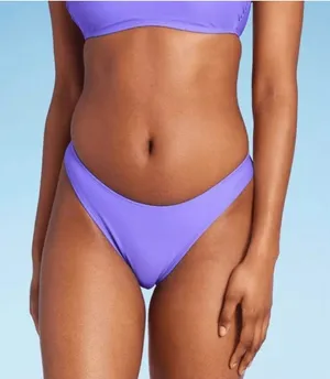 Wild Fable Low-Rise High Leg Cheeky Bikini Swim Bottom Purple L NWT thumbnail 1
