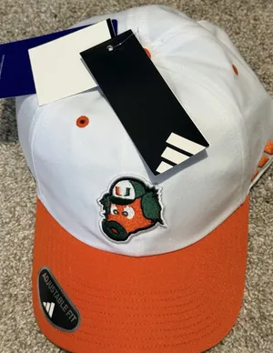 Adidas Miami hurricanes manic white and orange adjustable slouch hat thumbnail 5