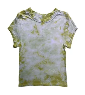 Enza Costa Ribbed T-Shirt Womens Small Lime Ionic Tie Dye Silk Short Sleeve Top thumbnail 1