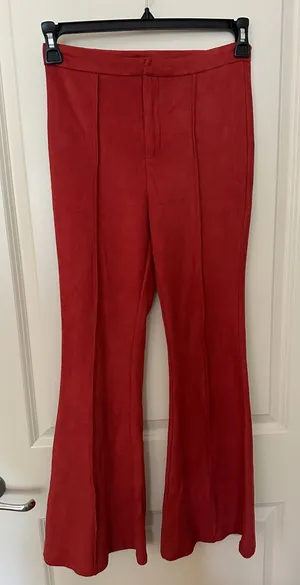 Burnt Orange Flare Faux Suede Funky High Waisted Pants Women's Sz Small thumbnail 1