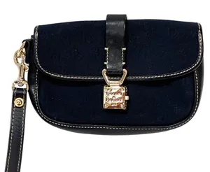 Dooney & Bourke Black Canvas Signature Flap Pouch Wristlet Black‎ thumbnail 1