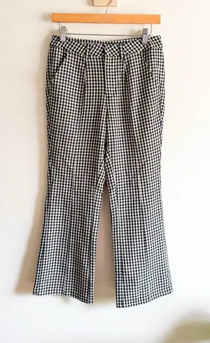 Evereve Black & White Gingham Pants Size S thumbnail 1