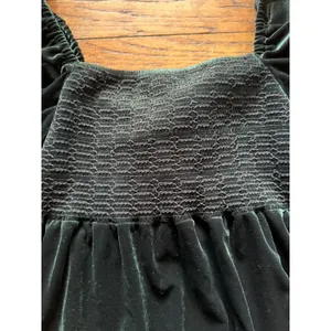 Chelsea & Violet Dress Womens XL Green Velvet Puff Sleeve Smocked Babydoll New thumbnail 5