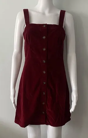 Hollister Maroon Corduroy Button-Down Dress thumbnail 1