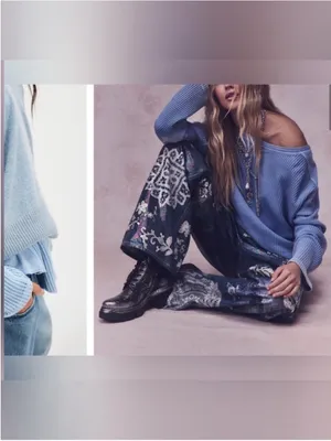 NWT Free People FP One Blake Thermal - cornflower blue - Small thumbnail 8