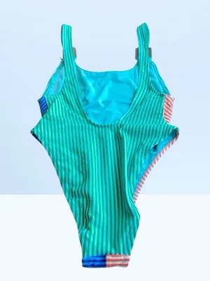 Aerie Color Block Stripe Cheekiest One Piece Swimsuit XS NWT thumbnail 2