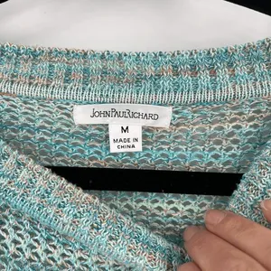John Paul Richard Women's Beachy Knit Pullover Sweater Green Blue Medium coastal thumbnail 4