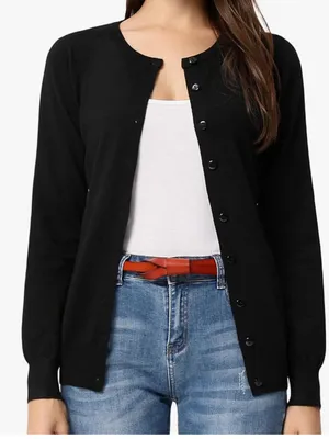 Grace Karin Women’s Small Black Button Front Cardigan Sweater Viscose Knit thumbnail 1