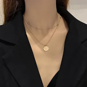 14K Rose Gold Plated Layered Pendant Necklace for Women thumbnail 4