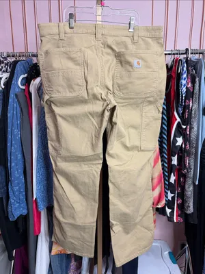 Carhartt Rugged Flex Loose Fit Canvas Work Pant Khaki Tan. Size 14S thumbnail 8