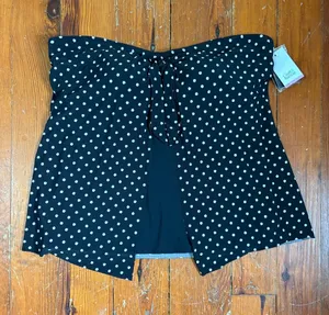 croft & barrow Black Polka Dot Strapless Swim Shirt size XL thumbnail 1