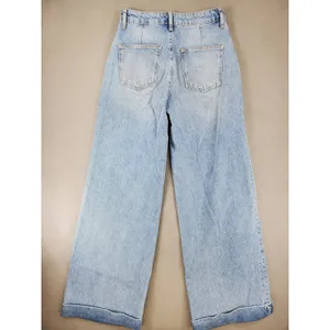 Pilcro and the Letterpress Wide Leg Jeans Womens 26 Blue Light Wash Pleated High‎ Rise Anthropologie thumbnail 4
