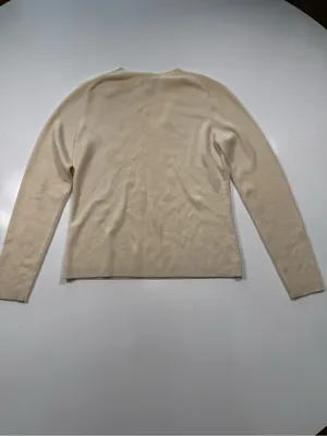 Ann Taylor Cashmere Wool Blend Ivory V-Neck Sweater thumbnail 6