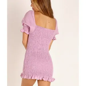 Faithful the Brand Annibelis Linen Mini Dress‎ Lilac Puff Sleeves Size Small thumbnail 2