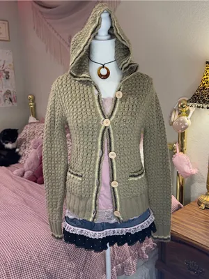 Y2K Tan Knit Button thumbnail 7