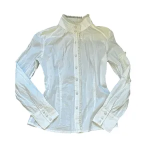 Lapis Victorian Blouse Lace Ruffle Trim Regency Feminine Romantic CottageCore thumbnail 1