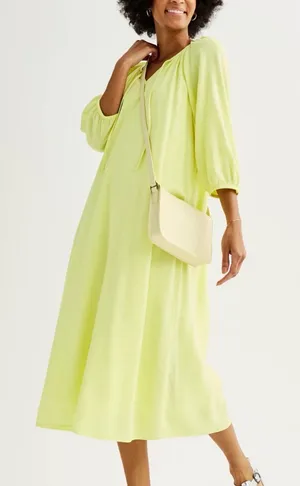Women's Sonoma Goods For Life® Linen-Blend Midi Dress Butter Yellow Size S thumbnail 1