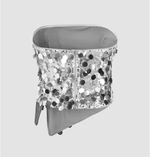 Cider SEQUIN ASYMMETRICAL SPLIT TUBE CROP TOP thumbnail 7