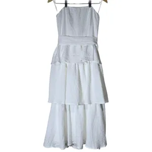 Lulus Truly Marvelous White Jacquard Strapless Tiered Midi Dress M thumbnail 3