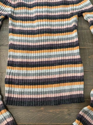 American Eagle Women’s Striped Ribbed Henley Sweater Size XS thumbnail 5