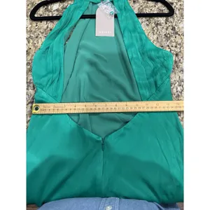 MESHKI Claire Satin Drape Back Maxi Dress in emerald green Size Medium thumbnail 10