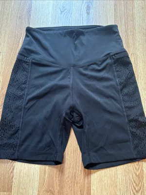 PINK Victoria's Secret Black High-Waist Bike Shorts with Lace Side Panels thumbnail 6