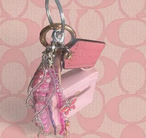 Coach Leather Hang Tag & Pink Butterfly Bag Charm With Coin Purse thumbnail 5