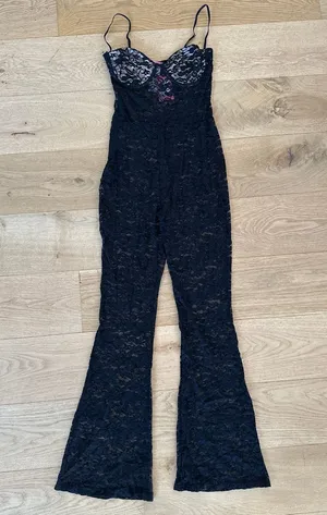 Edikted - Cynthia Lace Cup Sheer Jumpsuit in Black thumbnail 1