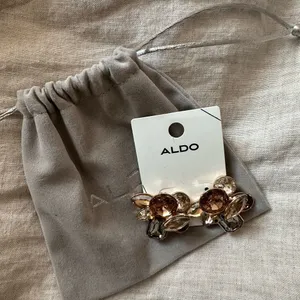 Aldo Brown and Gold Gemstone Earrings thumbnail 1