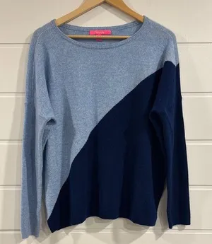 Colorblock Sweater in Light Blue and Navy thumbnail 1