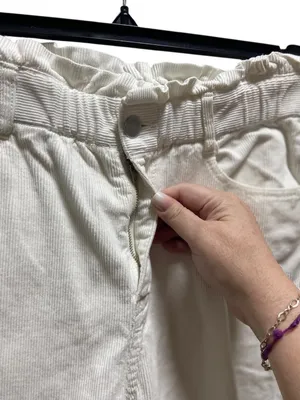 Zara Barrel Leg Corduroy Pants White Size 4 Neutral Minimalist Classic Coastal thumbnail 8