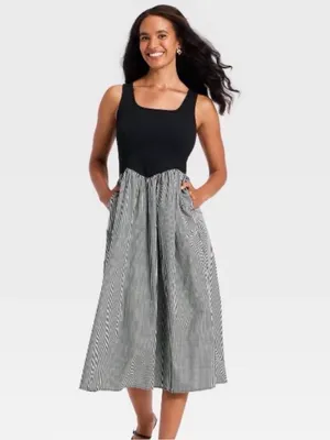 a new day Black Tank with Black-and-White Gingham Midi dress, size XL pinups thumbnail 5