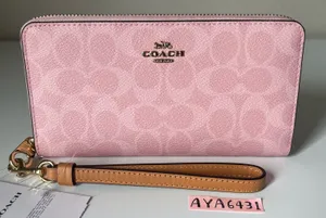 Coach Long Zip Around Wallet In Signature Canvas thumbnail 1