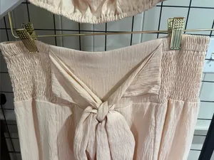 Women's ivory Off-Shoulder Jumpsuit with Tie Waist thumbnail 3
