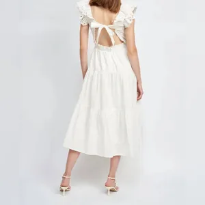 En Saison Alana Cotton Smocked Midi Dress in White Size Medium NWT thumbnail 5
