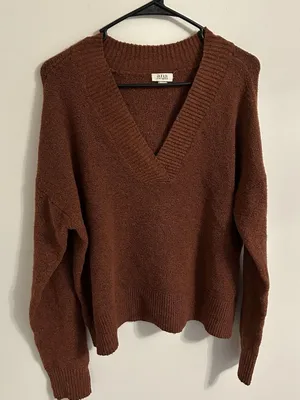 A.N.A A New Approach‎ Women's V Neck Sweater Rust Burnt Orange Size Large thumbnail 1