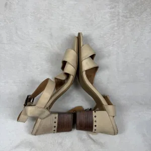 Crevo‎ Footwear Beige Leather Block Heel Sandals Memory Foam Studded Boho 10 thumbnail 15
