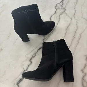 Black and Red Rose embodied suede ankle boots thumbnail 2